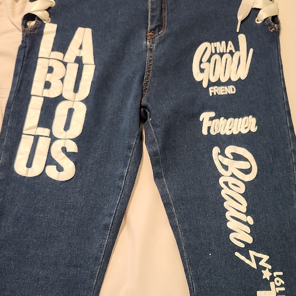 Stylish Blue Graphic Women's Jeans